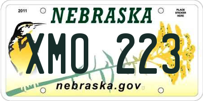 NE license plate XMO223