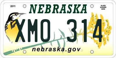 NE license plate XMO314