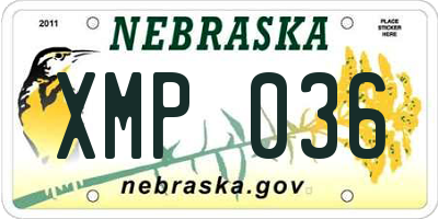 NE license plate XMP036