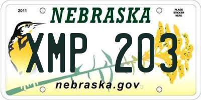 NE license plate XMP203