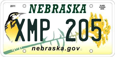 NE license plate XMP205