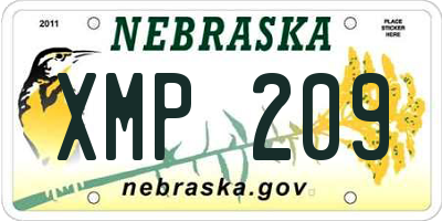 NE license plate XMP209