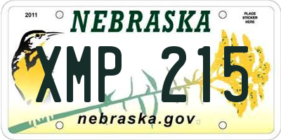 NE license plate XMP215