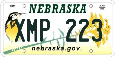 NE license plate XMP223