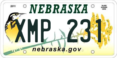 NE license plate XMP231