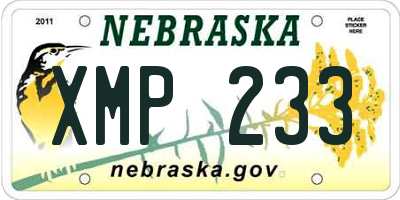 NE license plate XMP233