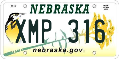 NE license plate XMP316