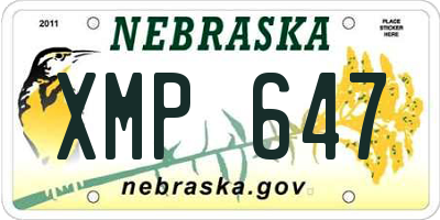 NE license plate XMP647