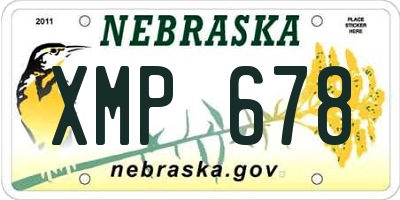 NE license plate XMP678
