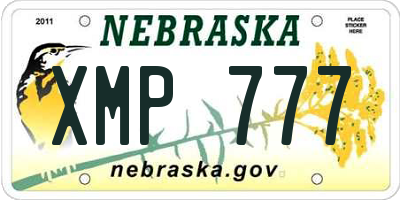NE license plate XMP777