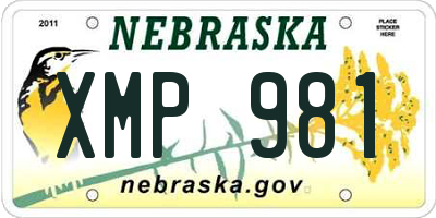 NE license plate XMP981