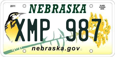 NE license plate XMP987