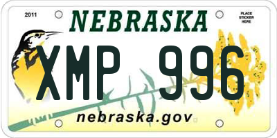 NE license plate XMP996