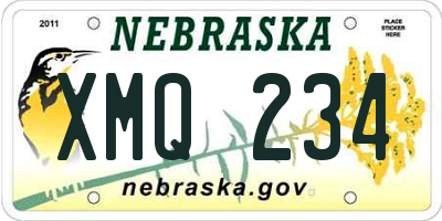 NE license plate XMQ234