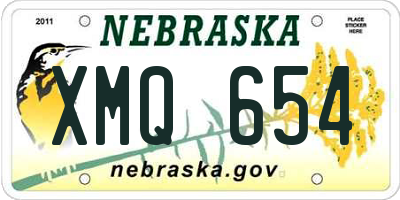 NE license plate XMQ654