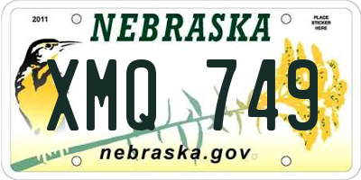NE license plate XMQ749