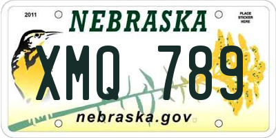 NE license plate XMQ789