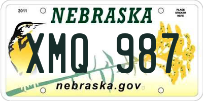 NE license plate XMQ987