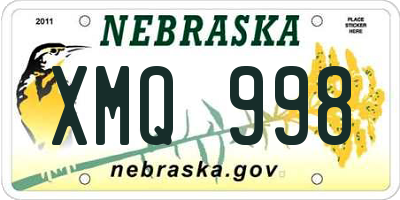 NE license plate XMQ998