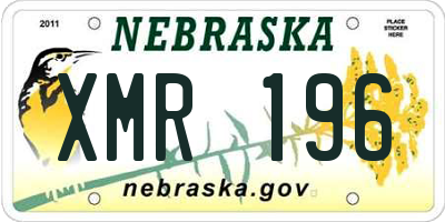 NE license plate XMR196