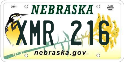 NE license plate XMR216