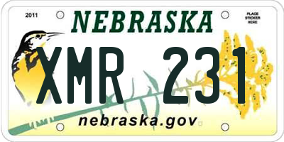 NE license plate XMR231
