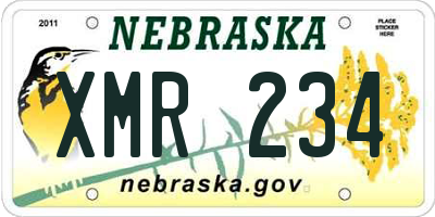 NE license plate XMR234