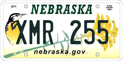 NE license plate XMR255