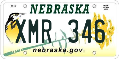 NE license plate XMR346