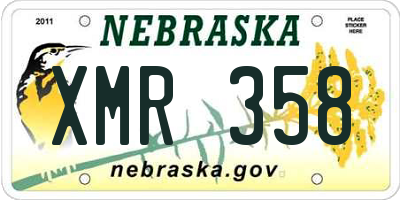 NE license plate XMR358