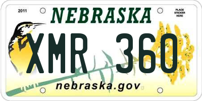 NE license plate XMR360