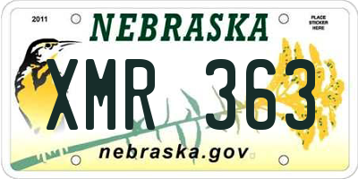NE license plate XMR363