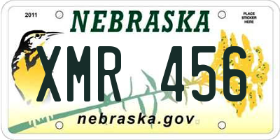 NE license plate XMR456