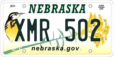 NE license plate XMR502