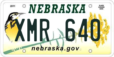 NE license plate XMR640