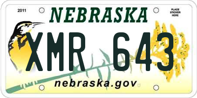 NE license plate XMR643