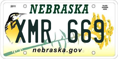 NE license plate XMR669