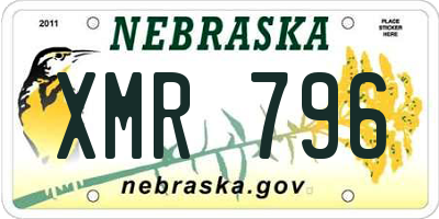 NE license plate XMR796