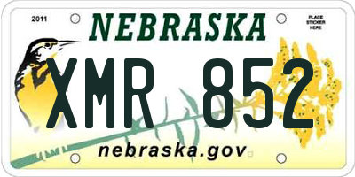 NE license plate XMR852