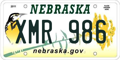 NE license plate XMR986