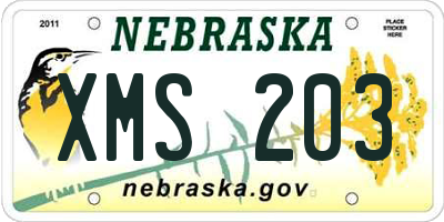 NE license plate XMS203
