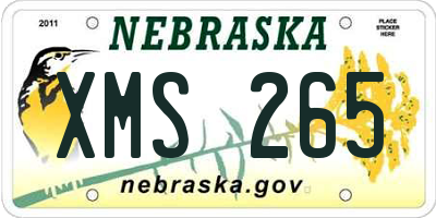 NE license plate XMS265