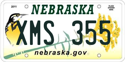 NE license plate XMS355