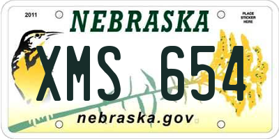 NE license plate XMS654