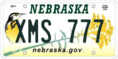 NE license plate XMS777