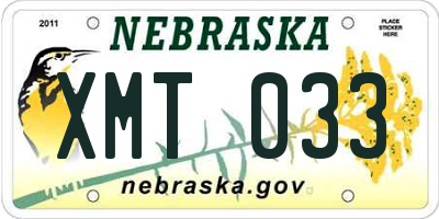 NE license plate XMT033