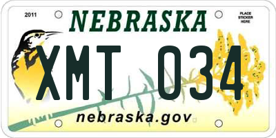 NE license plate XMT034
