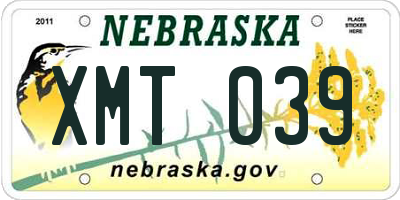 NE license plate XMT039