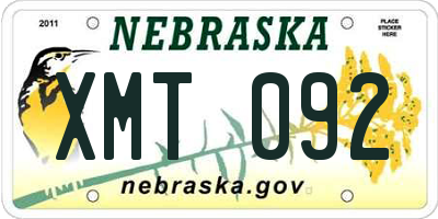 NE license plate XMT092