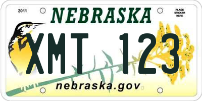 NE license plate XMT123